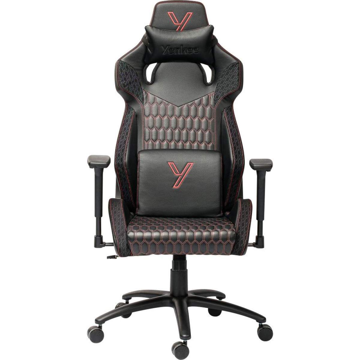 Καρέκλα Gaming Yenkee YGC 110RD GHOST Μαύρη Δερματίνη 3D Ρυθμιζόμενα Μπράτσα Μέγιστο Βάρος 130kg
