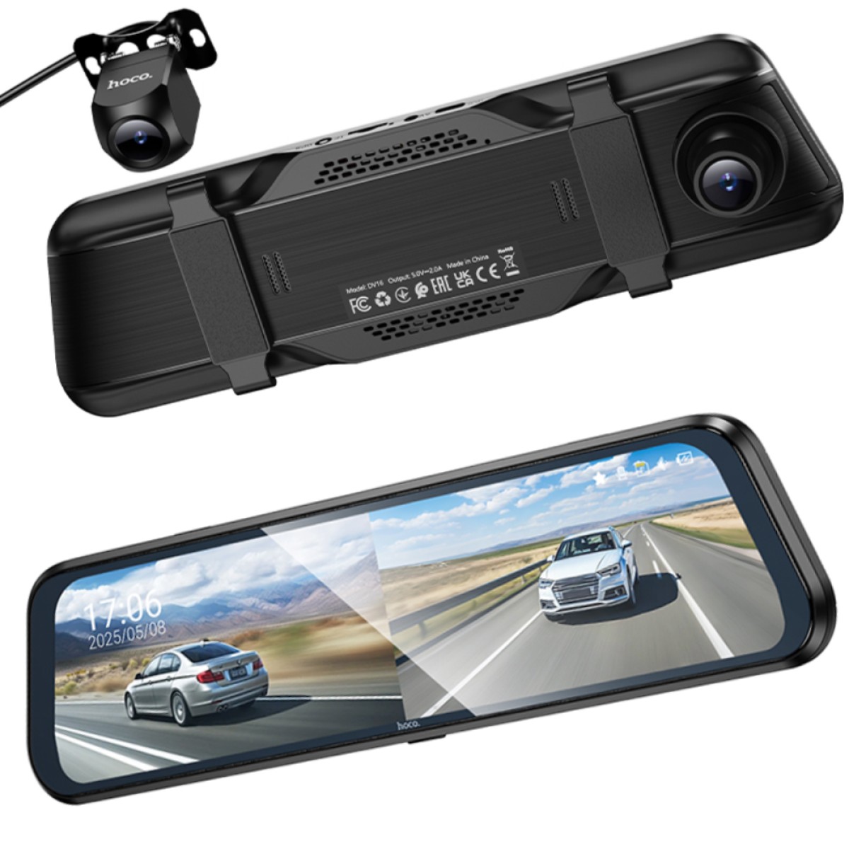 Καταγραφική Κάμερα Αυτοκινήτου Hoco DV16 1080p Full HD 140° 9.66" Οθόνη Αφής και 720p 120° Rear Camera