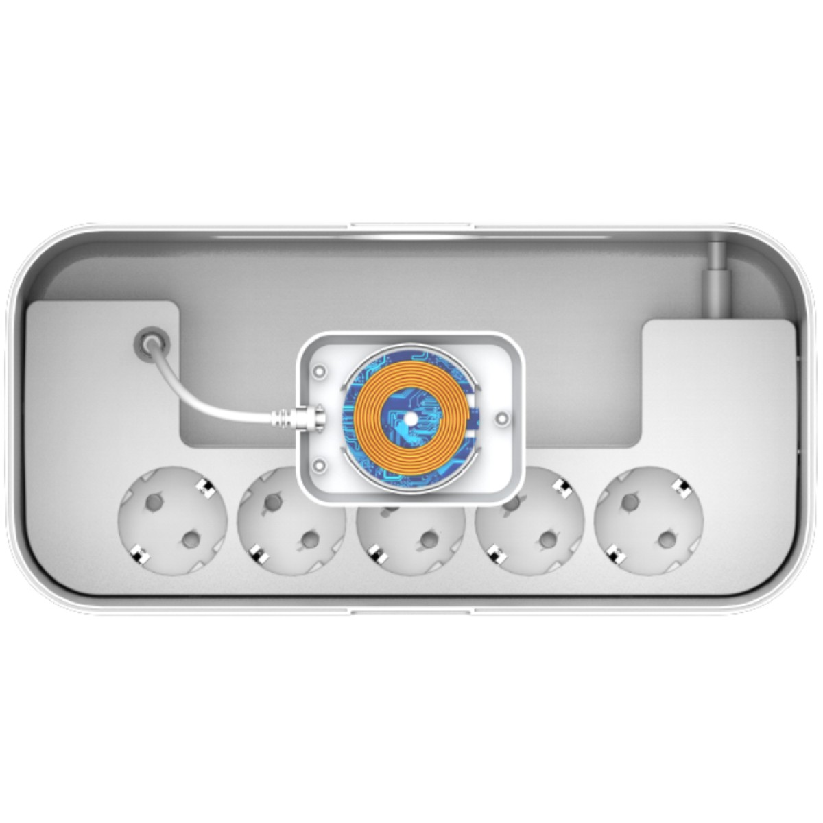 Επιτραπέζιος Φορτιστής Box Energizer EPB2500W03EU 2500W 10A Max με 5xΣούκο + 1xUSB-C PD20W + 2xUSB-A 18W QC3.0 / 2.4A, Ασύρματη Φόρτιση 15W, Διακόπτη Ασφαλείας On/Off Καλώδιο 2m Λευκός