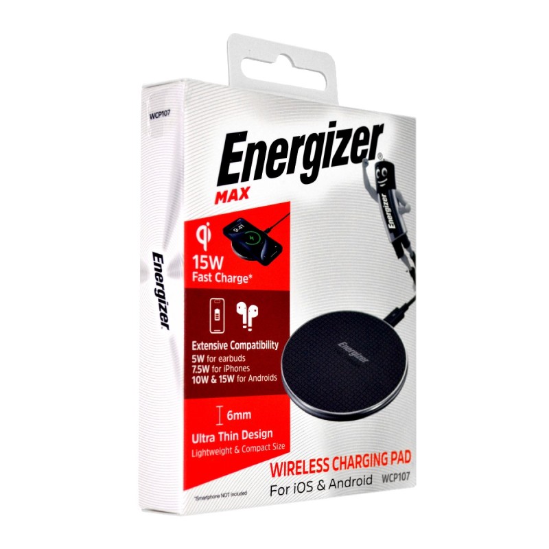 Ασύρματος Φορτιστής Energizer WCP107 15W Fast ChargeUSB-C  Μαύρος