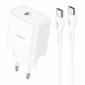 Φορτιστής Ταξιδίου Noozy Core C21 PD25W με Καλώδιο USB-C σε USB-C 1m Λευκό