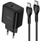 Φορτιστής Ταξιδίου Noozy Core C21 PD25W με Καλώδιο USB-C σε USB-C 1m Μαύρο