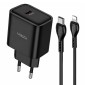 Φορτιστής Ταξιδίου Noozy Core C21 PD25W με Καλώδιο USB-C σε Lightning 1m Μαύρος