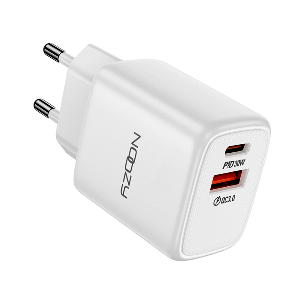 Φορτιστής Ταξιδίου Noozy Rogue E35 PD30W+QC3.0 USB-C Max PD 30W USB-A Max 18W Λευκό