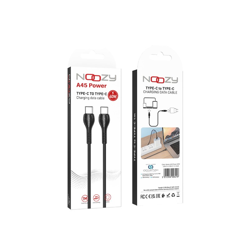 Καλώδιο Σύνδεσης και Φόρτισης A45 Power USB-C σε USB-C Fast Charging 60W+Apple PD27 Μαύρο 1m