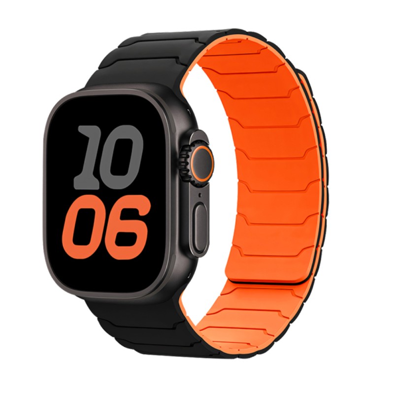 Watchband Hoco WA39 Flex Series 38/40/41/42mm Silicon Strap για Apple Watch series 1/2/3/4/5/6/7/8/9/SE/SE2 Μαύρο με Πορτοκαλί