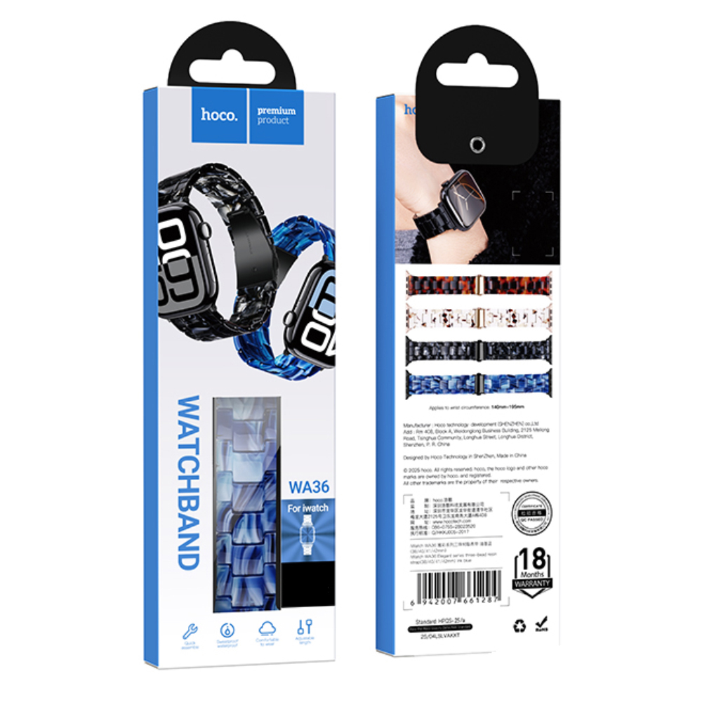 Watchband Hoco WA36 Elegant Series 44/45/46/49mm Πλαστικό Μπρασελέ για Apple Watch series 1/2/3/4/5/6/7/8/9/se/ultra1/ultra2 Μπλε