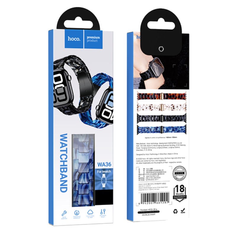 Watchband Hoco WA36 Elegant Series 44/45/46/49mm Πλαστικό Μπρασελέ για Apple Watch series 1/2/3/4/5/6/7/8/9/se/ultra1/ultra2 Μπλε