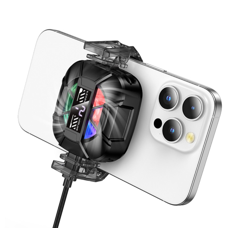 Cooler Κινητού Τηλεφώνου Hoco GA5 Triumph Μαύρο με Ισχυρό Μαγνήτη Ανεμιστήρα με 3-επίπεδα Έντασης και Φωτισμό