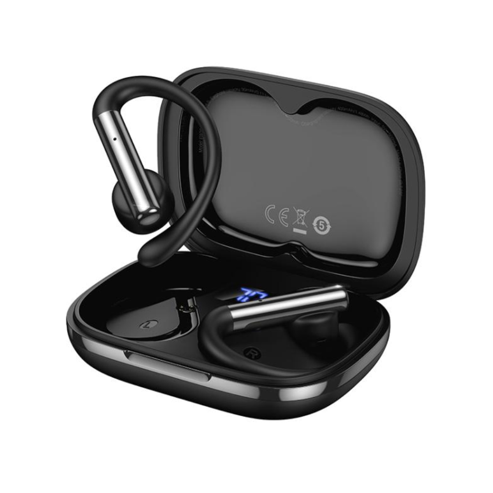 Wireless Hands Free Hoco EW206 Mist TWS v6.0 400mAh 4  Ώρες Ομιλίας Τεχνολογία True Bass και Θήκη Φόρτισης με LED Ένδειξη Μπαταρίας Μαύρα