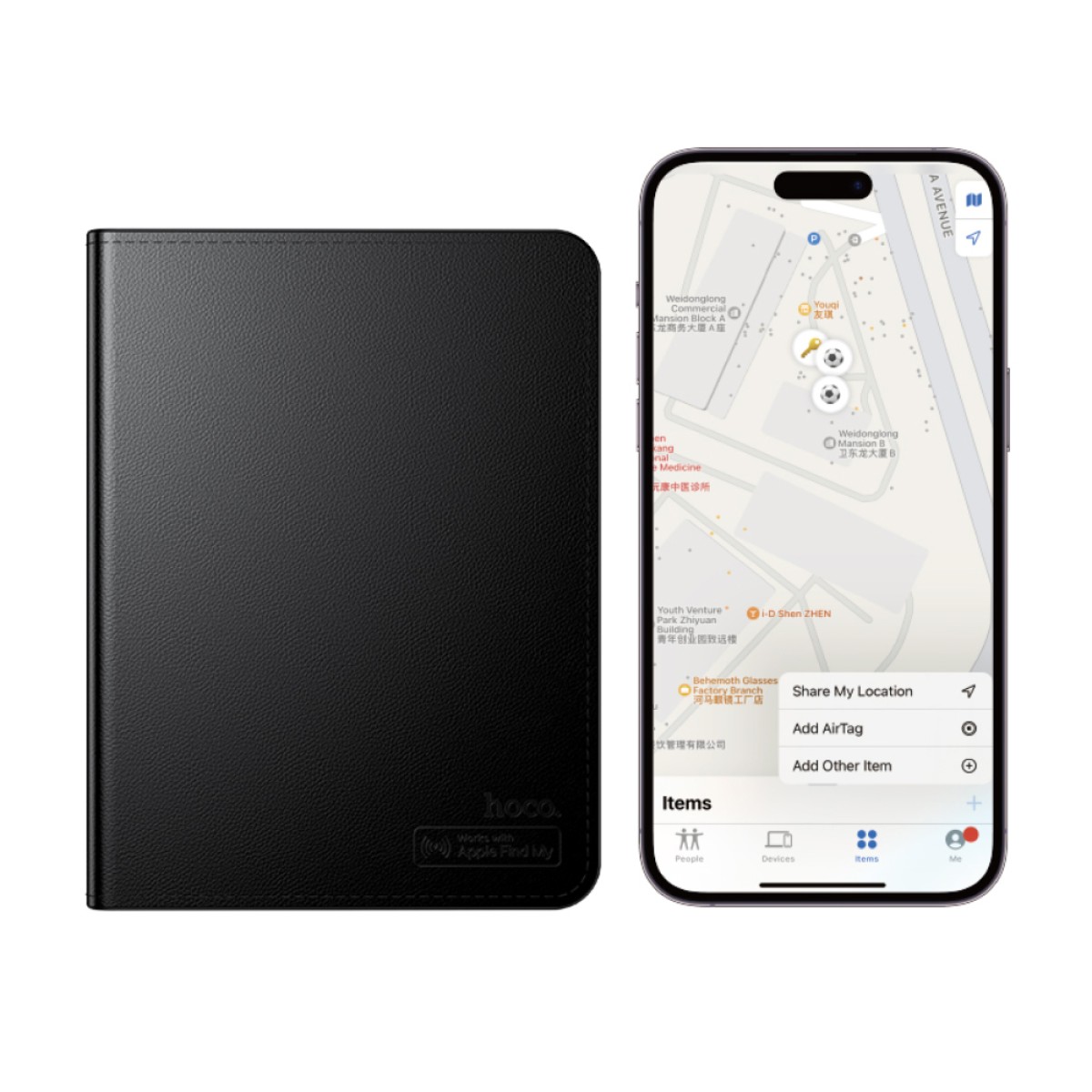 Hoco E91G Tiger Anti-Lost Device / Θήκη για Διαβατήριο και Κάρτες Μόνο για iOS Συμβατό με Apple Find My Network με Ασύρματη Φόρτιση