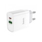 Φορτιστής Ταξιδίου Hoco DC82 1xUSB-C PD20W 1xUSB-A 18W QC Λευκός