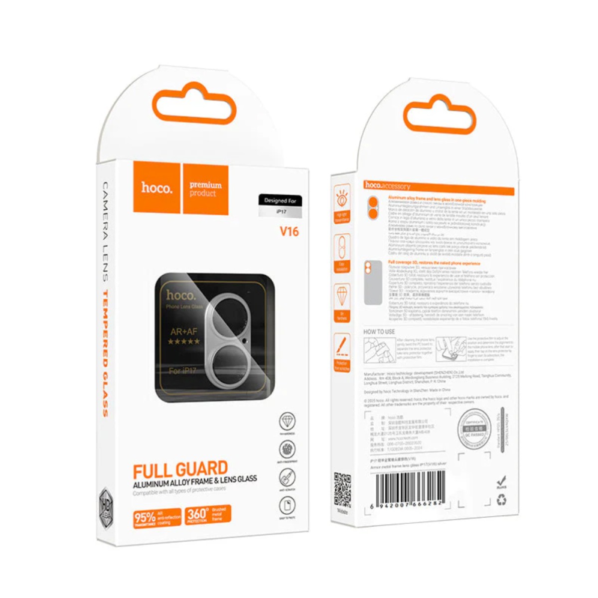 Προστασία Κάμερας Hoco Full Guard V16 Alluminum Alloy για Apple iPhone 17 Ασημί
