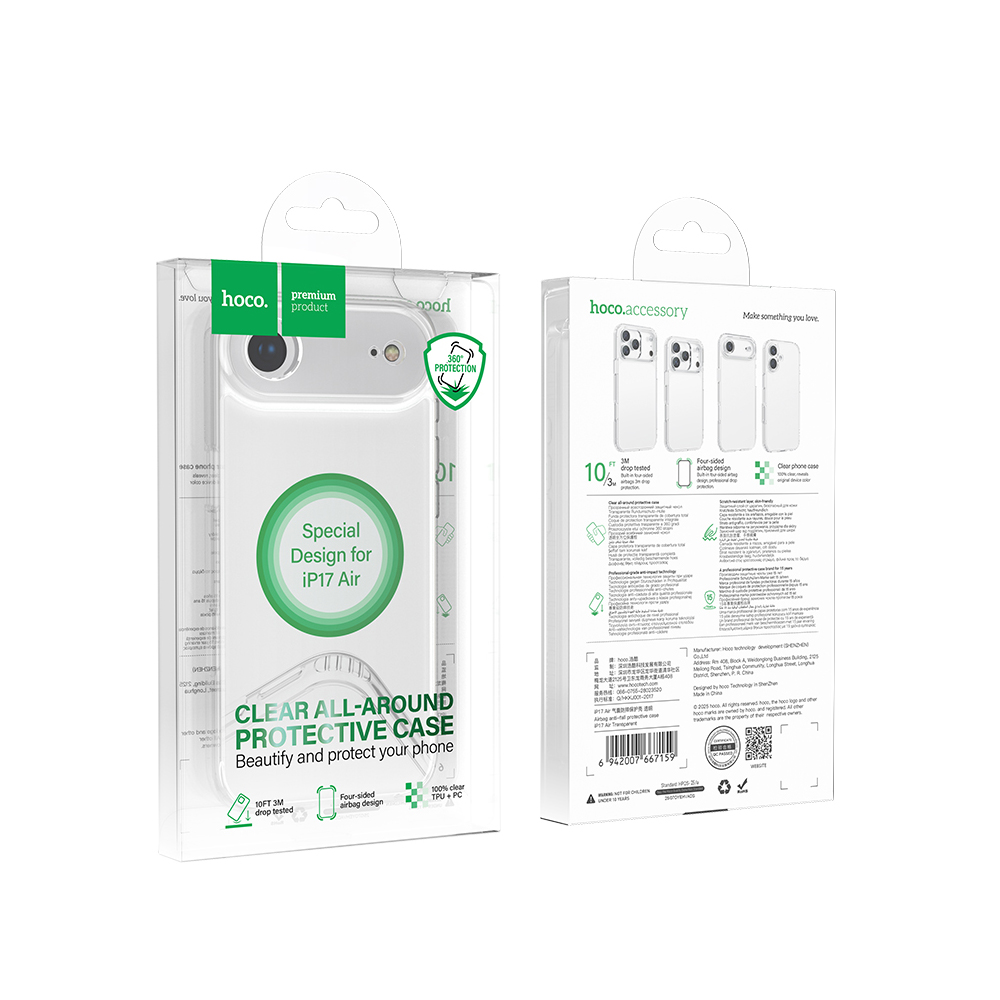 Θήκη Hoco TPU All Round Protective Airbag Anti-Fal  για Apple iPhone Air Διάφανη