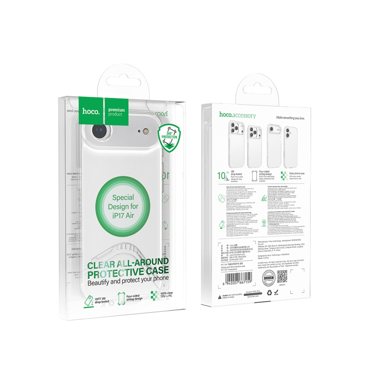 Θήκη Hoco TPU All Round Protective Airbag Anti-Fal  για Apple iPhone Air Διάφανη