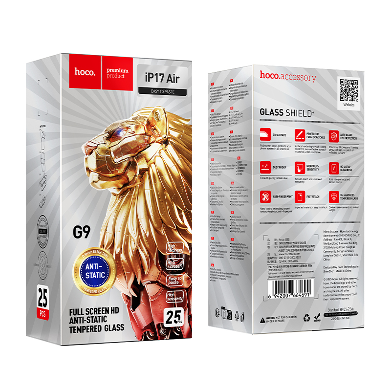 Tempered Glass Hoco G9 Full Screen HD για Apple iPhone Air Σετ 25 τεμ.