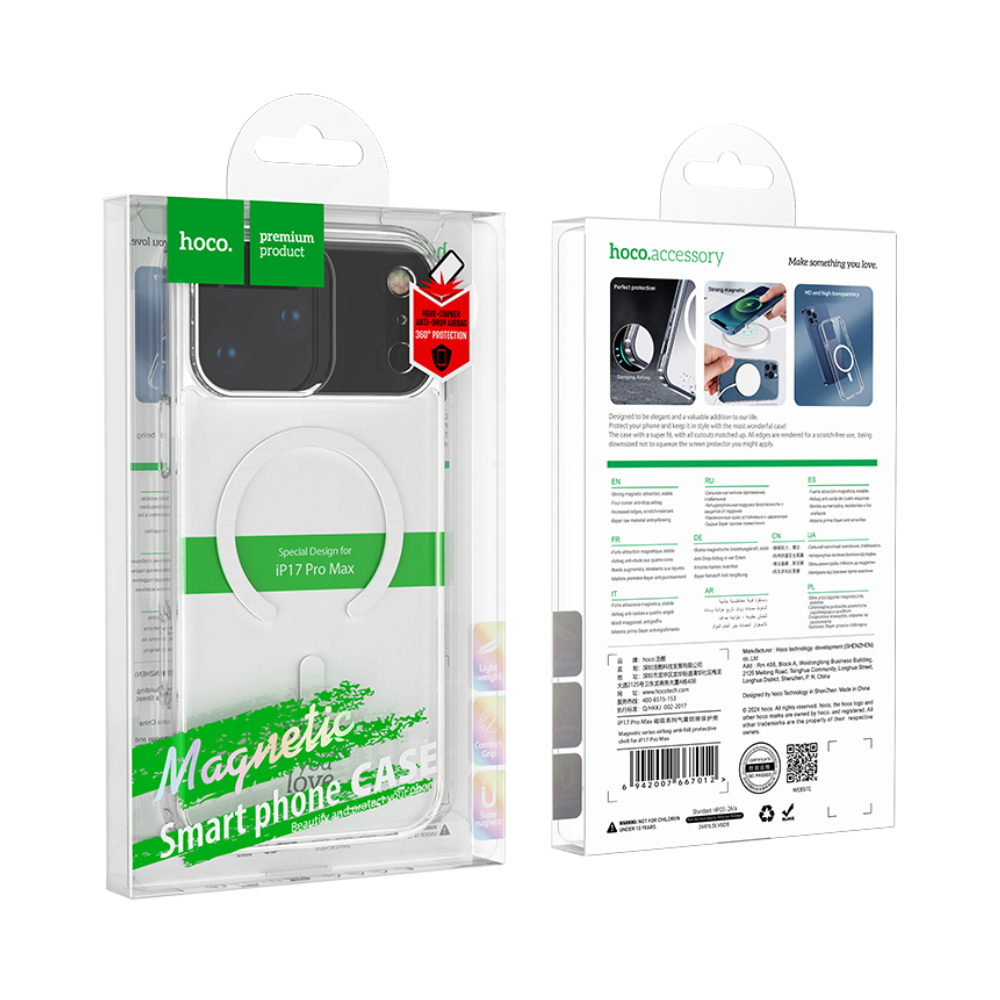 Θήκη Hoco TPU Magnetic Series Airbag Anti-fall για Apple iPhone 17 Pro Max Διάφανη