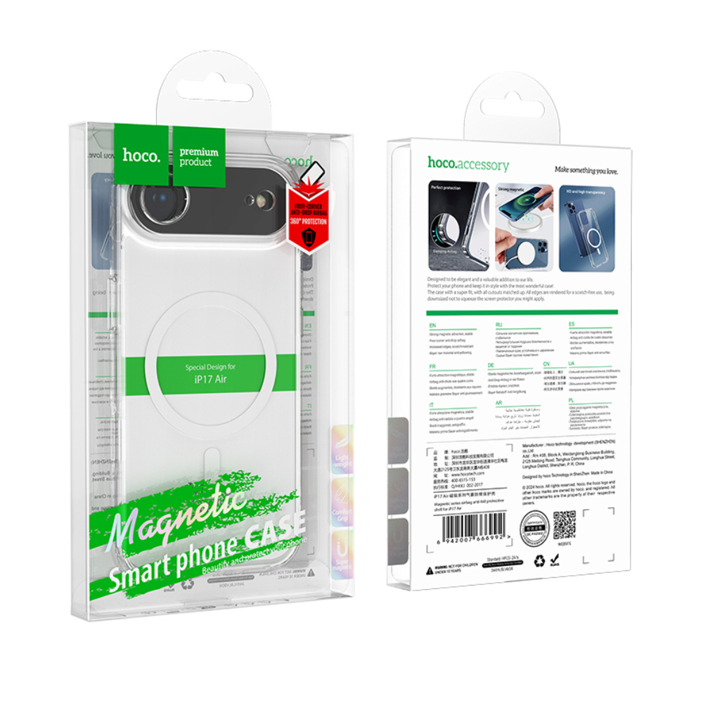 Θήκη Hoco TPU Magnetic Series Airbag Anti-fall για Apple iPhone Air Διάφανη