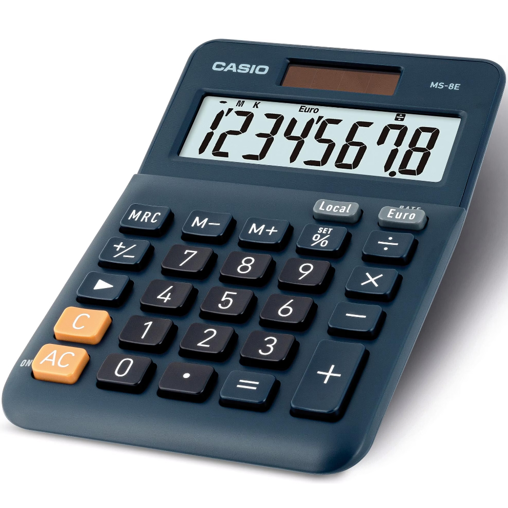 Αριθμομηχανή Dual 8 Ψηφίων LCD Display Casio MS-8E Μπλε