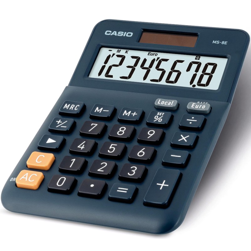 Αριθμομηχανή Dual 8 Ψηφίων LCD Display Casio MS-8E Μπλε