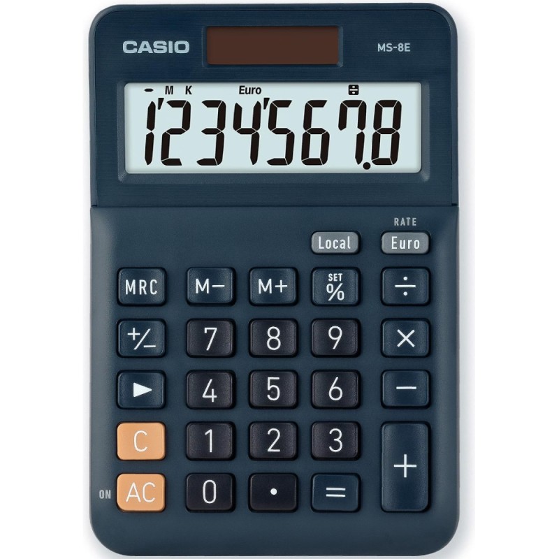 Αριθμομηχανή Dual 8 Ψηφίων LCD Display Casio MS-8E Μπλε