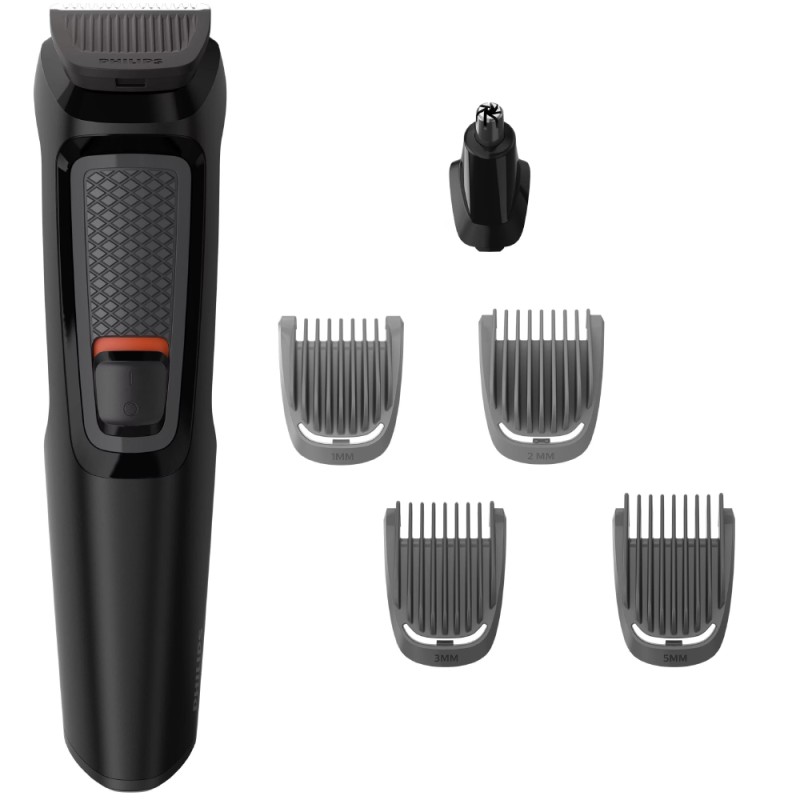 Επαναφορτιζόμενο Trimmer Philips MG3710/15 Multigroom Series 3000 6 σε 1 με Εξάρτημα για τη Μύτη και 4 Κεφαλές Διαφορετικού Μήκους Μαύρο
