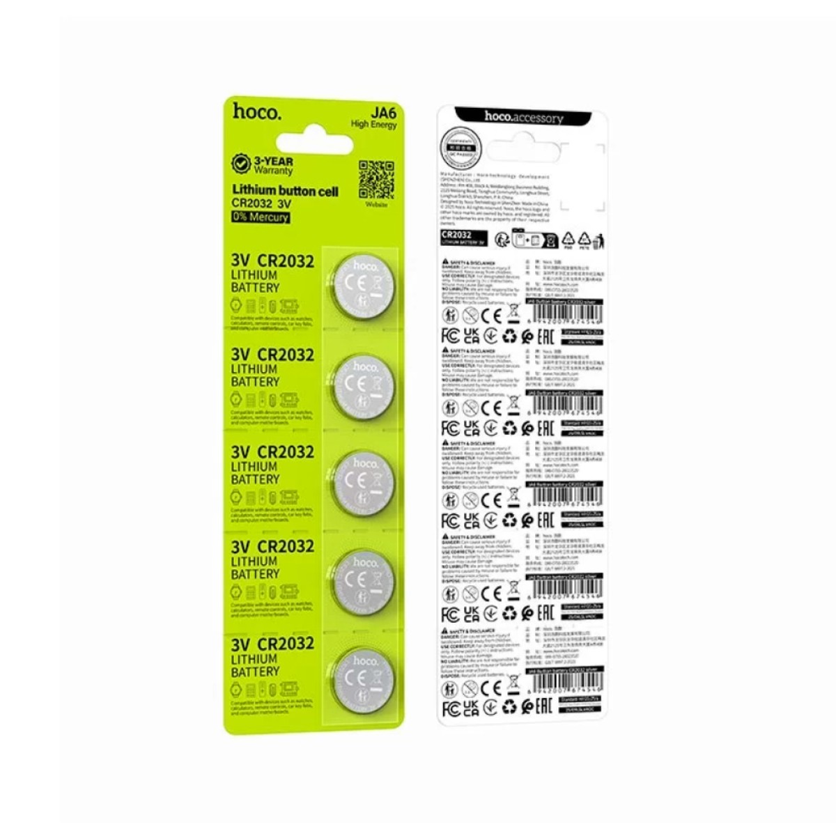 Buttoncell Lithium Hoco JA6 CR2032 Τεμ. 5