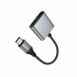 Αντάπτορας Hoco UPA34A USB-C με Διπλή Εξοδο σε 2xUSB-C για Τροφοδοσία και Ηχο με Braided Καλώδιο Γκρί