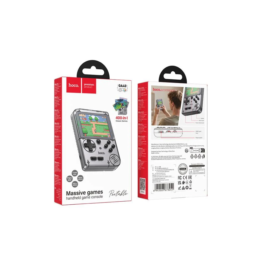 Φορητή Κονσόλα Hoco GA40 Brilliant 250mAh με 400 Προ-εγκατεστημένα Retro Παιχνίδια