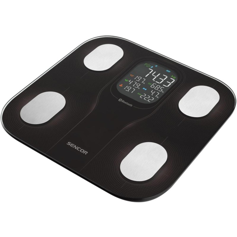 Ζυγαριά Μπάνιου Smart Fitness με Bluetooth για iOS και Android Sencor SBS 9002BK