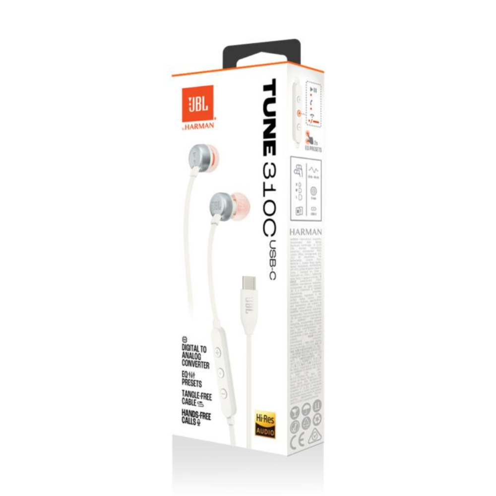 Hands Free JBL 310C In-ear USB-C JBLT310CWHT Λευκά