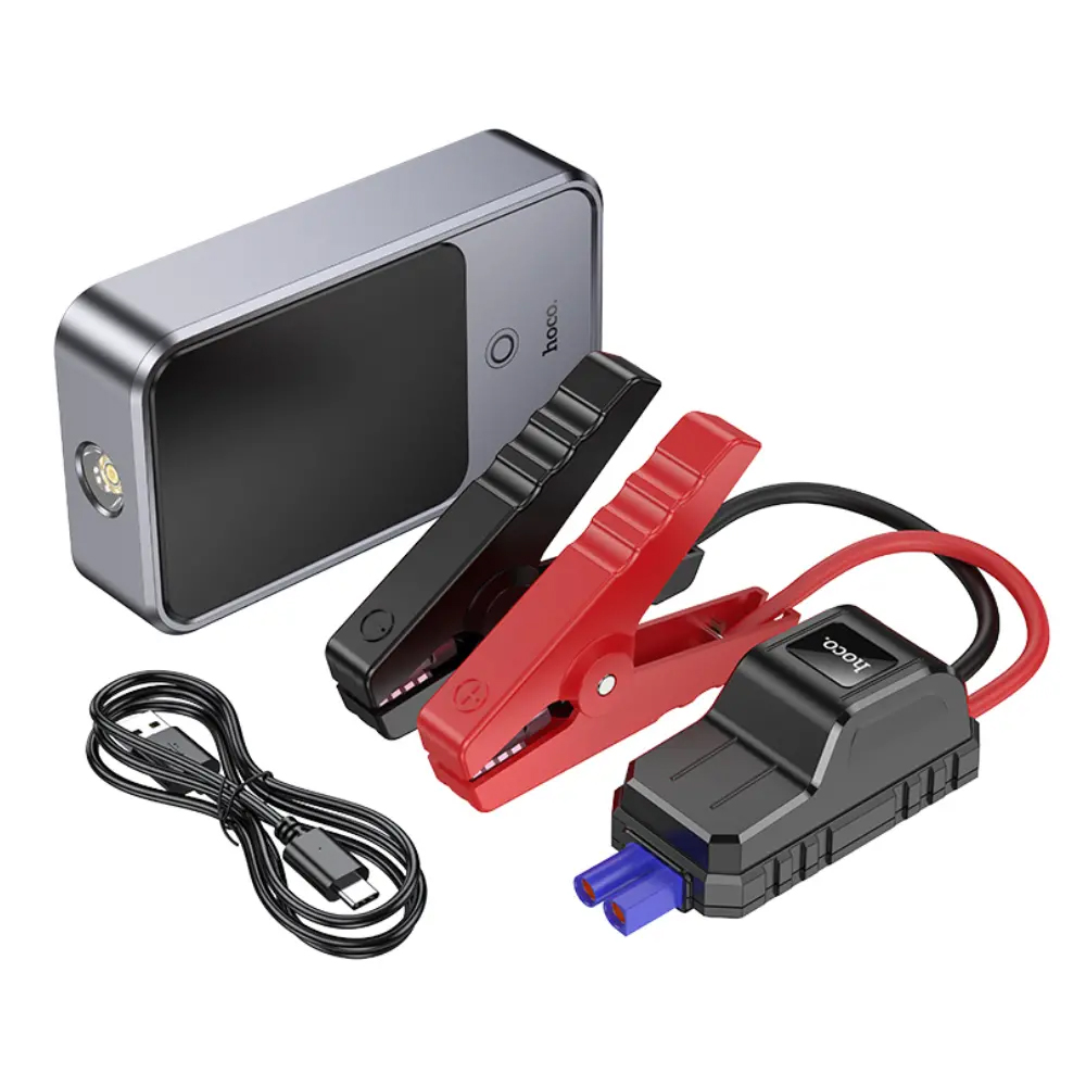 Power Bank Hoco QS7 Source 10000mAh PD18W QC με 2xUSB-A 1xUSB-C LED Ένδειξη Μπαταρίας και Προσάρτημα Εκκίνησης Αυτοκινήτου 800A Ασημί