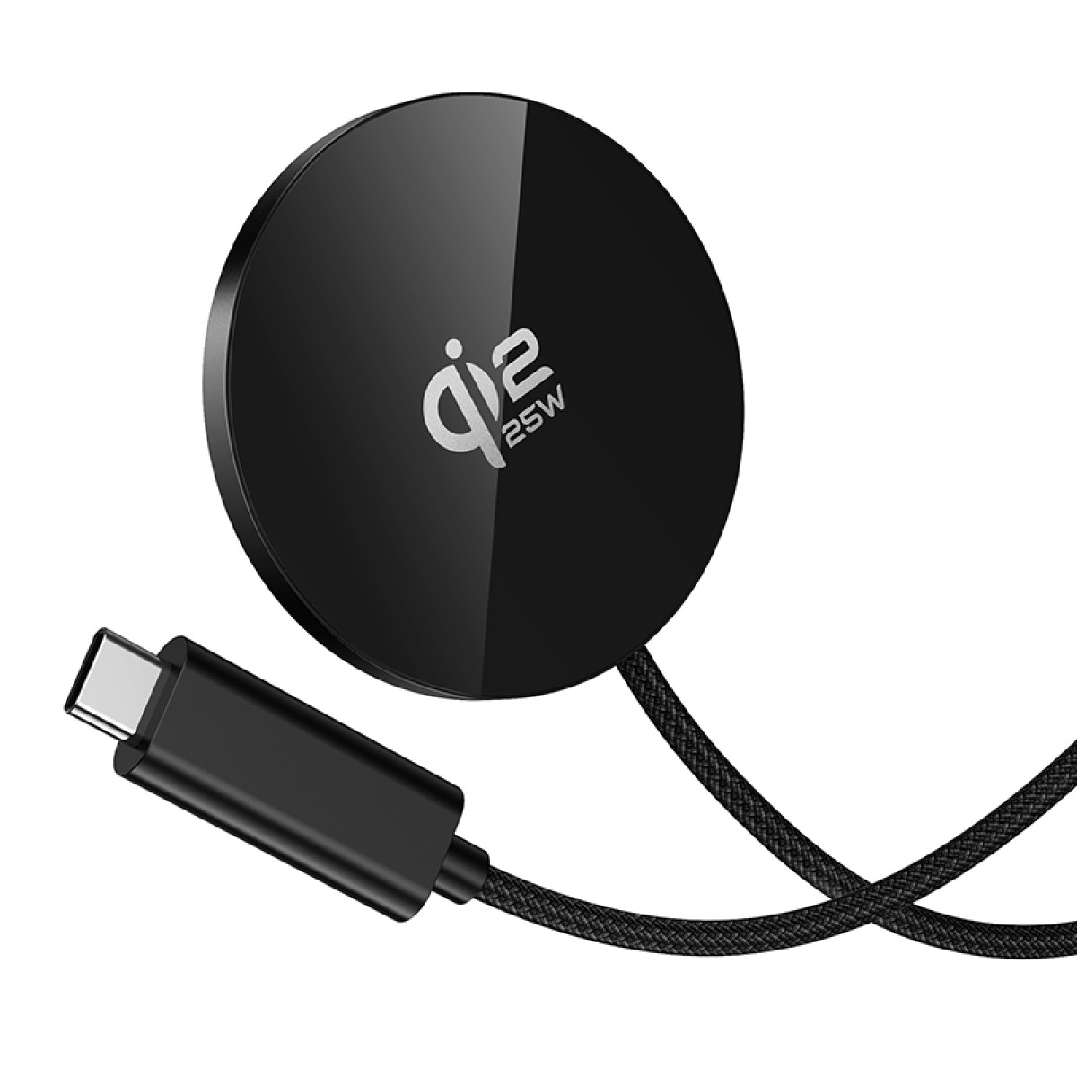 Ασύρματος Φορτιστής Hoco CW63 Pro 25W Qi2.2 Ultra-thin Aluminum Alloy για Κινητά και Ακουστικά με Braided Καλώδιο 1.2m Μαύρος