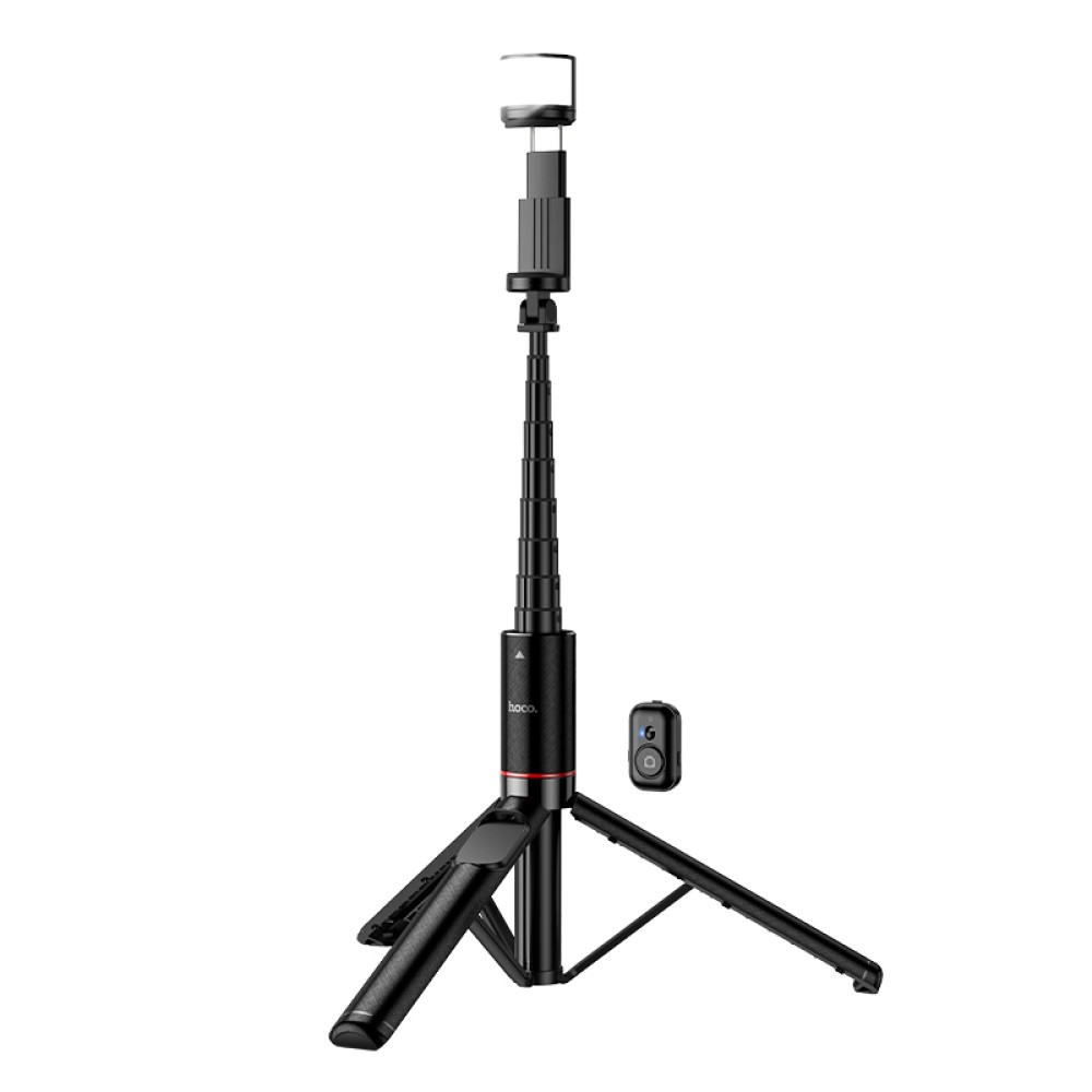 Selfie Stick Hoco K34 Spring και Τρίποδο για Συσκευές 4.5"- 7" Επεκτεινόμενo εως 1.36m με Τηλεχειριστήριο και Φωτισμό