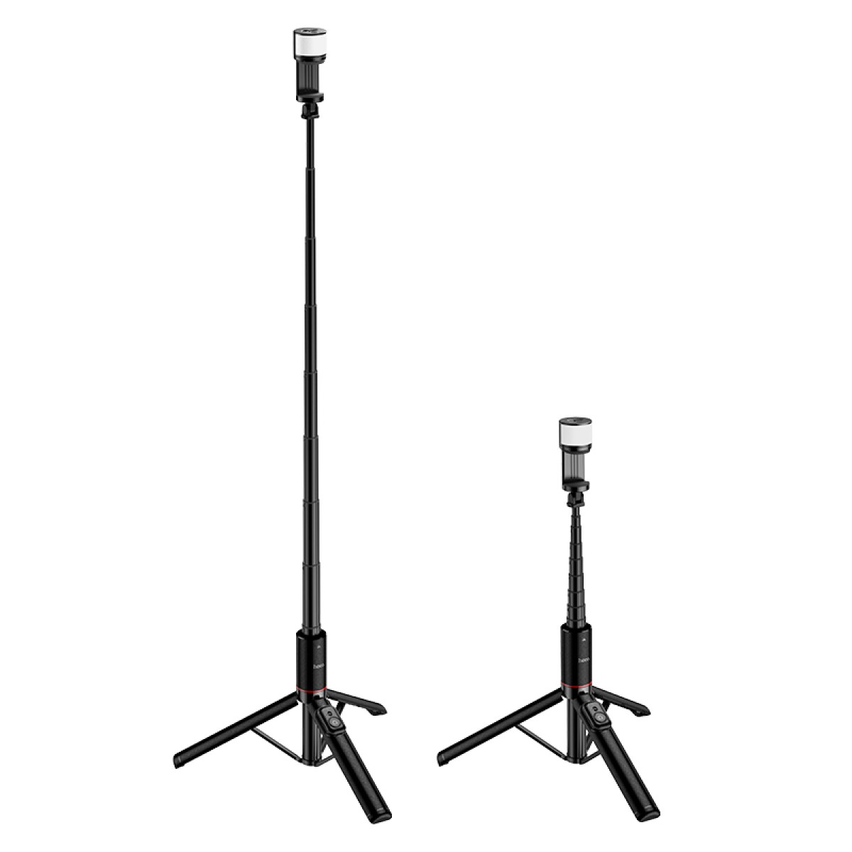 Selfie Stick Hoco K34 Spring και Τρίποδο για Συσκευές 4.5"- 7" Επεκτεινόμενo εως 1.36m με Τηλεχειριστήριο και Φωτισμό