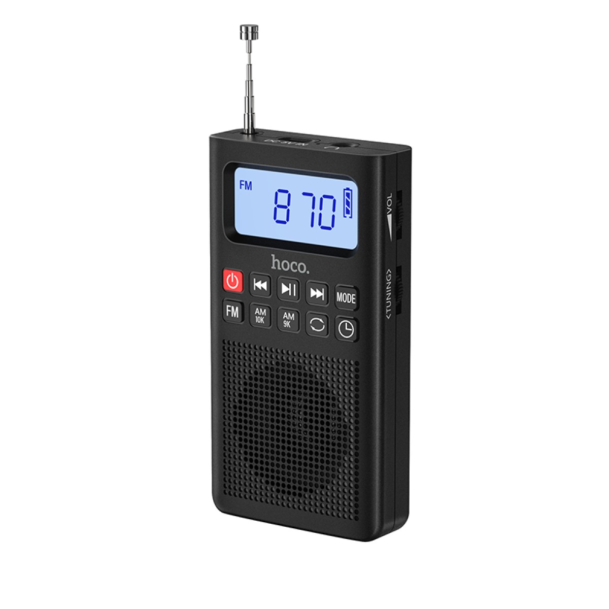Επαναφορτιζόμενο Φορητό Ραδιόφωνο Hoco HI51 3W 700 mAh AM/FM με Δυνατότητα Αναπαραγωγής μέσω 3.5mm TF Κάρτα και Bluetooth v5.3 Μαύρο