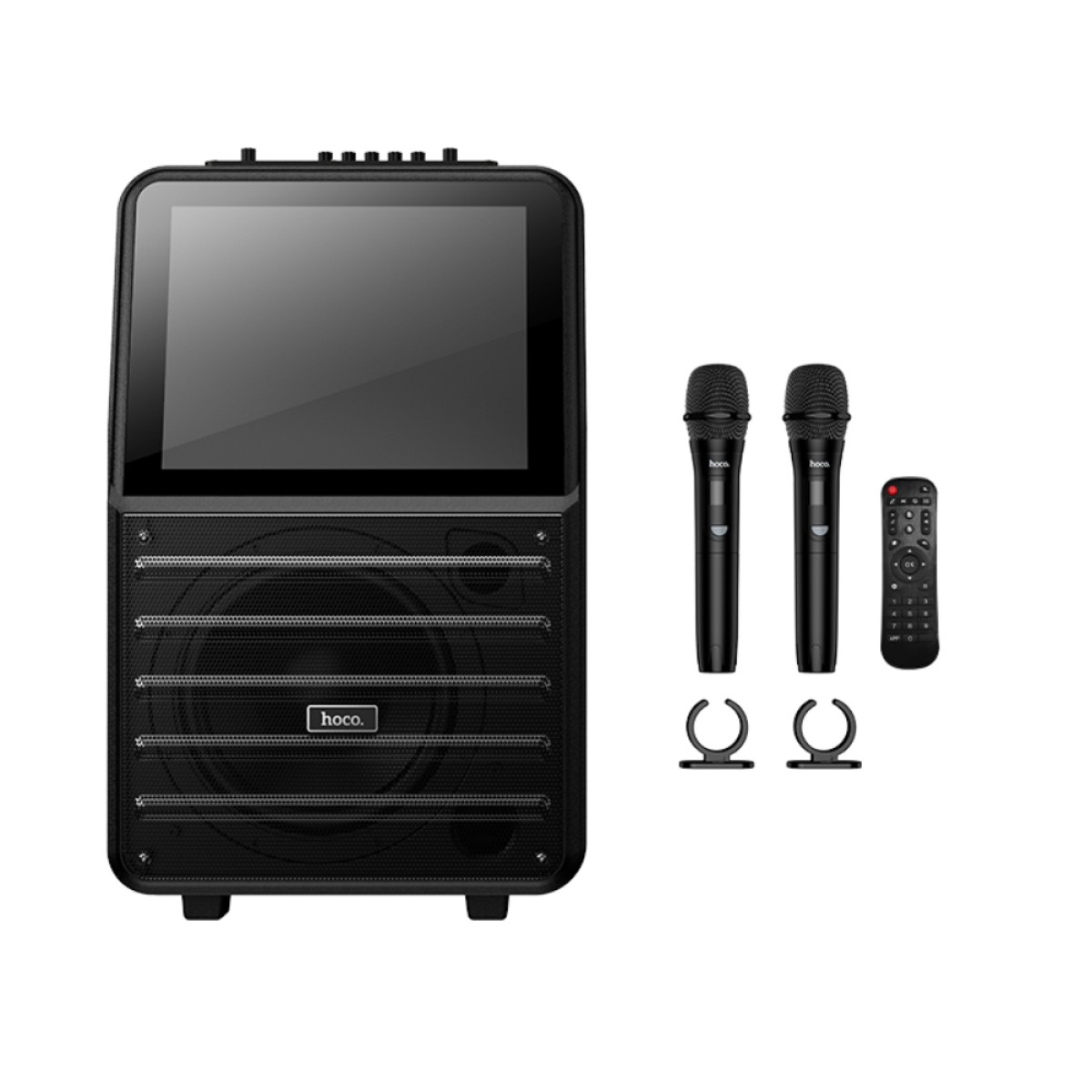 Φορητό Ηχείο Wireless Hoco DS70 Spacious v5.0 60W 7200mAh USB AUX TF Card με 2 Ασύρματα Μικρόφωνα Οθόνη Αφής 14.1" και Android 12
