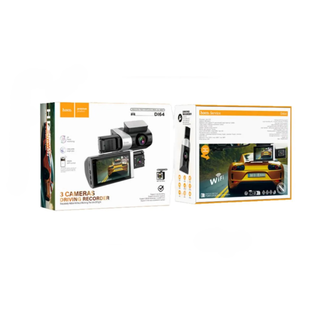 Καταγραφική Κάμερα Αυτοκινήτου Hoco DI64 Triumph 1080p Ultra Wide Γωνία Λήψης 170° 4" Οθόνη με Ταυτόχρονη Καταγραφή απο 3 Κάμερες