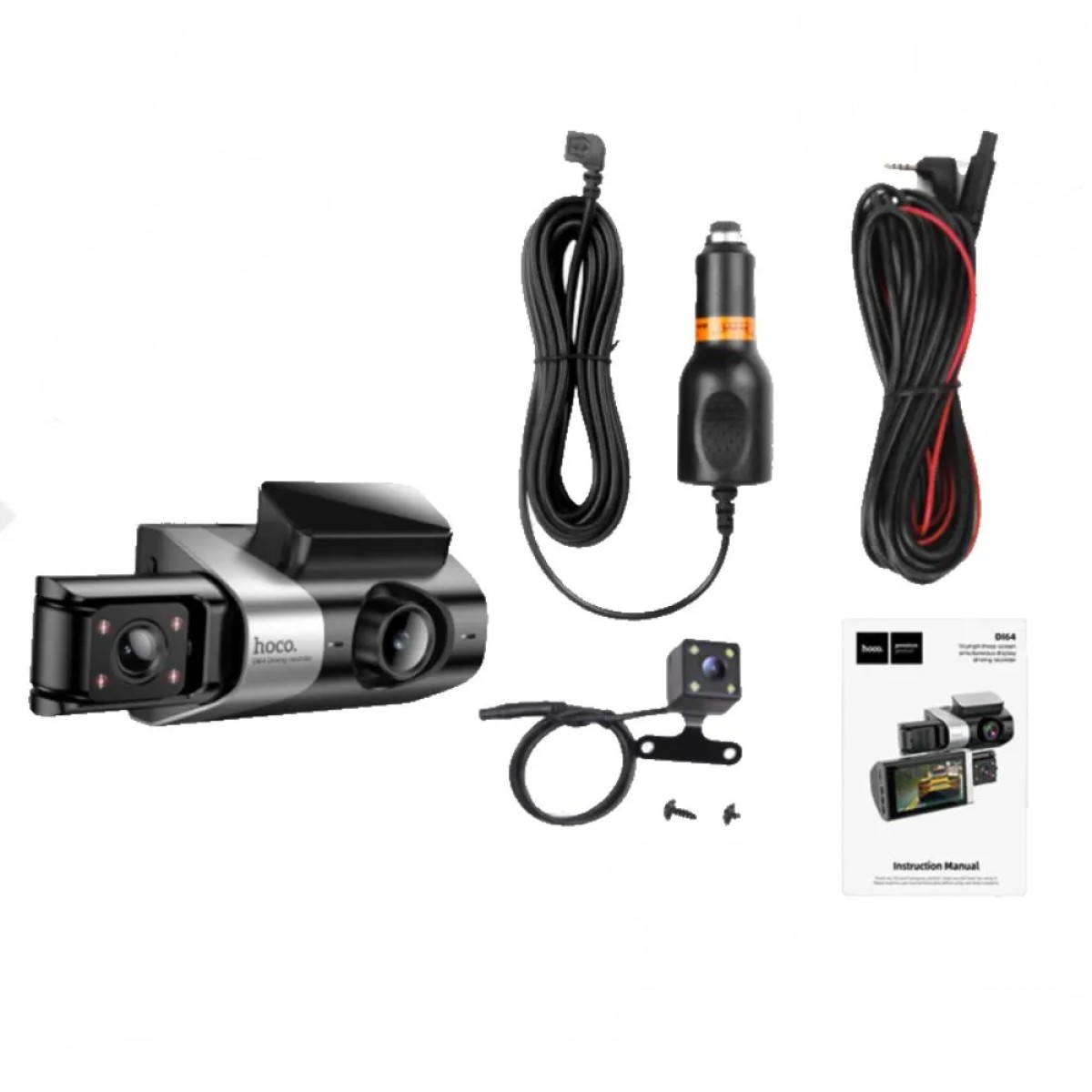 Καταγραφική Κάμερα Αυτοκινήτου Hoco DI64 Triumph 1080p Ultra Wide Γωνία Λήψης 170° 4" Οθόνη με Ταυτόχρονη Καταγραφή απο 3 Κάμερες