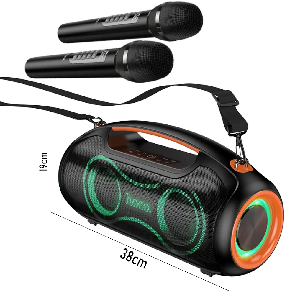 Φορητό Ηχείο Wireless Hoco DS67 Cool Hi-Fi v5.4 6000mAh 600W AUX MicroSD USB με 2 Ασύρματα Μικρόφωνα και RGB Φωτισμό IPX5