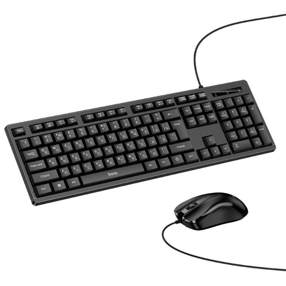 Σετ Hoco DI91 Πληκτρολόγιο 104 Πλήκτρων με Καλώδιο USB-A 1.5m και Ποντίκι με Καλώδιο USB-A 1.4m Ενσύρματα 1200DPI (English Version) Μαύρα