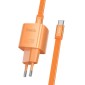 Φορτιστής Ταξιδίου Hoco. DC148 Ridge 1xUSB-C PD45W GaN QC με Καλώδιο USB-C σε USB-C 1.2m Braided Πορτοκαλί