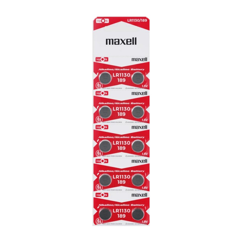 Buttoncell Maxell LR1130 AG10 LR54 389 390 Τεμ. 10 με Διάτρητη Συσκευασία