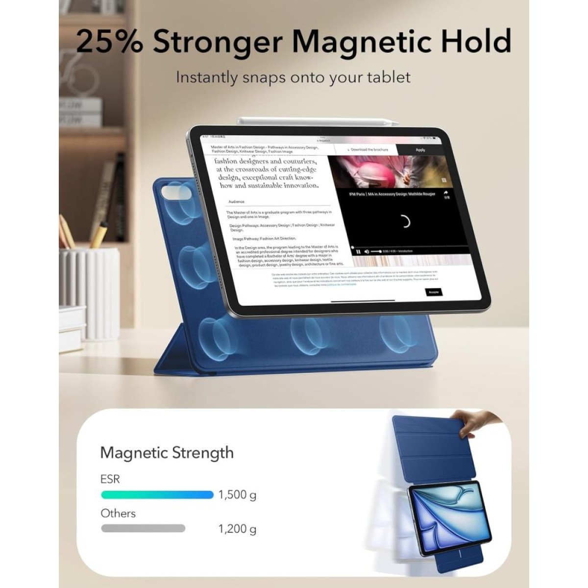 Θήκη Esr Rebount Magnetic για Apple iPad Air 4 (2020) Air 5 (2022) 10.9''  iPad Air 6 (2024) Air 7 (2025) Air 8 (2026) 11''  Μπλε
