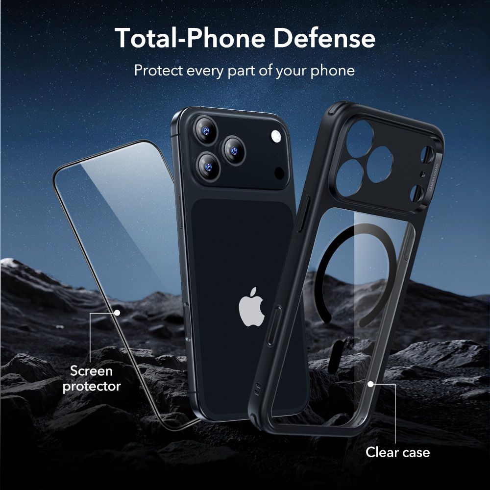 Θήκη Esr Classic Hybrid Magsafe με Tempered glass για iPhone Apple 17 Pro  Διάφανο-Μαύρο