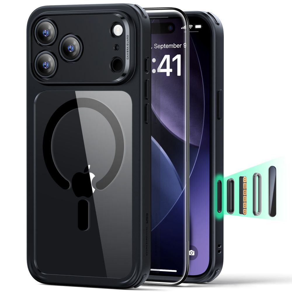 Θήκη Esr Classic Hybrid Magsafe με Tempered glass για iPhone Apple 17 Pro  Διάφανο-Μαύρο