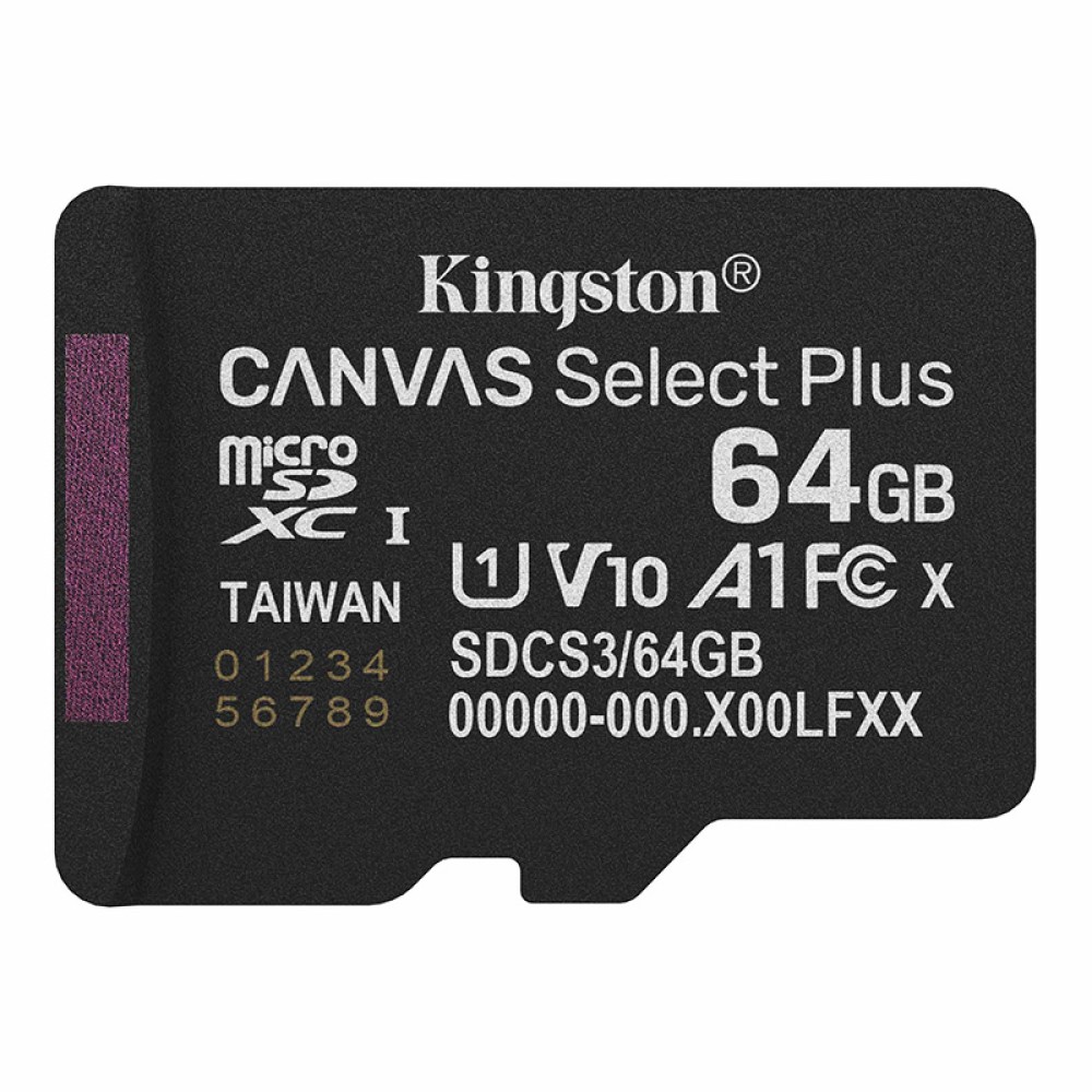 Κάρτα Μνήμης Kingston Canvas Select Plus+ MicroSDXC 64GB Class 10 έως 100MB/s SDCS3/64GBBSP