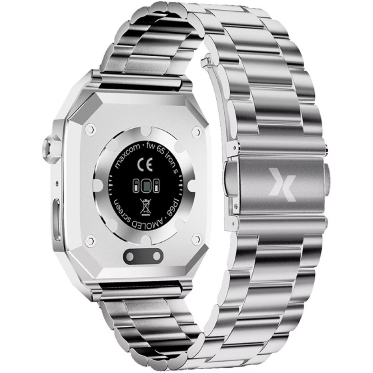 Smartwatch Maxcom FW65 Iron S 1.95” Amoled IP68 400mAh με Έξτρα Λουράκι Ασημί