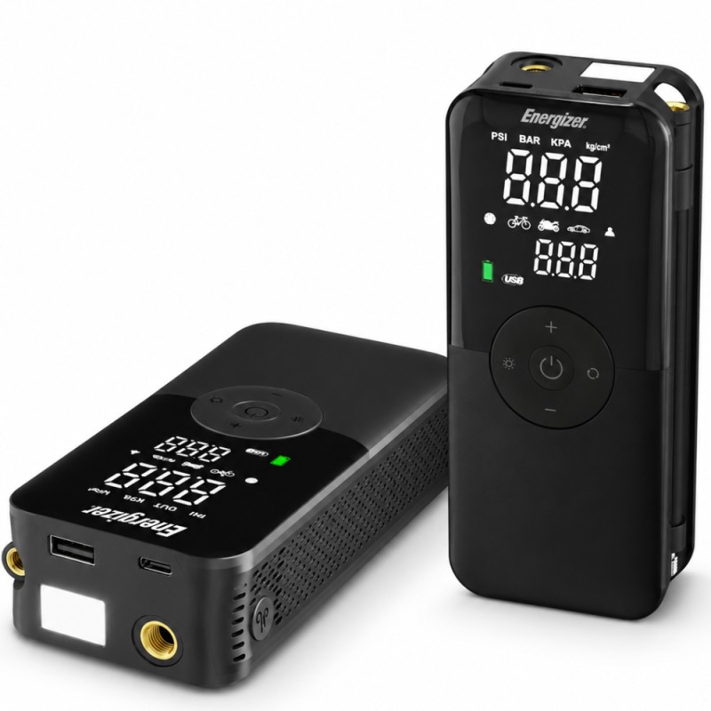 Smart Air Pump Energizer PAC5200 10.3 bar Πίεση Αέρα 2600mAh LED Ένδειξη Φακό και Powerbank Μαύρο