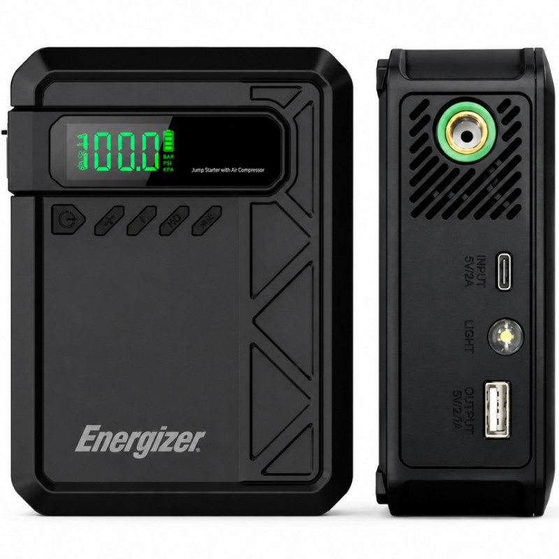 Power Bank Energizer JE10001JP 10000mAh PD15W QC 1xUSB-A 1xUSB-C Προσάρτημα Εκκίνησης Αυτοκινήτου 1500A και Air Pump 11 bar Μαύρο